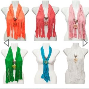 Set Of 12 Assorted Beautiful Scarf necklaces